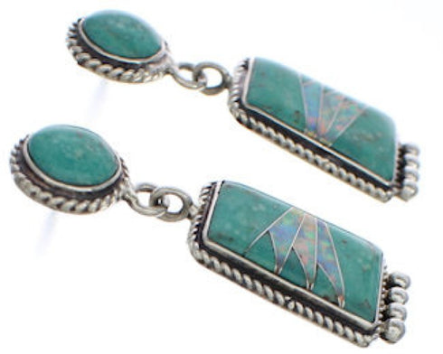 Southwest Turquoise And Opal Inlay Silver Earrings EX32470