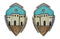 Native American Village Design Multicolor Inlay Earrings EX32504