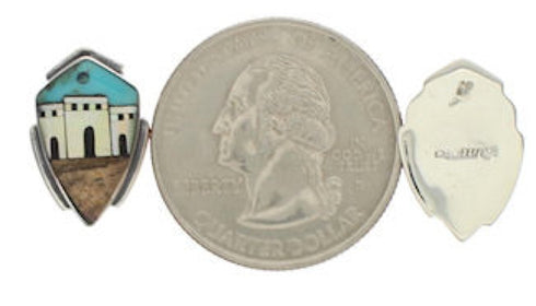 Native American Village Design Multicolor Inlay Earrings EX32504