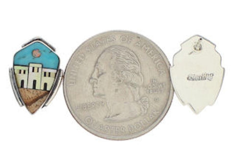 Multicolor Inlay Native American Pueblo Design Earrings EX32505