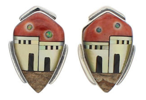 Native American Pueblo Design Multicolor Earrings EX32508