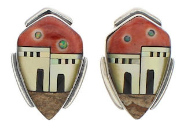Native American Pueblo Design Multicolor Earrings EX32508
