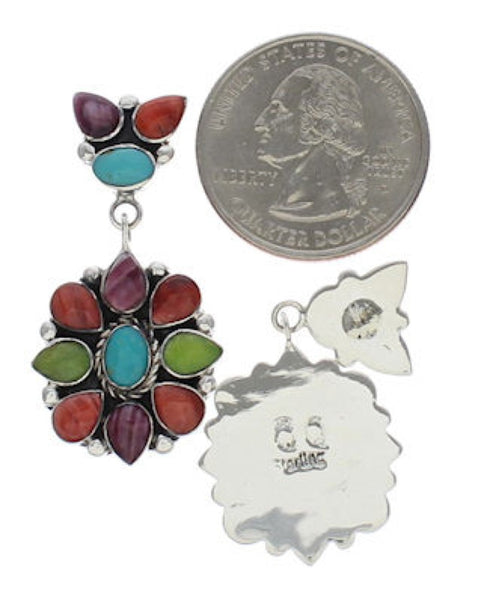 Southwest Multicolor And Silver Earrings EX32516