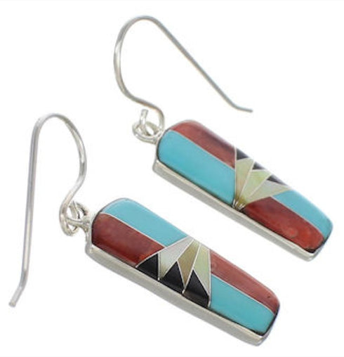 Multicolor Inlay Southwestern Earrings EX32547