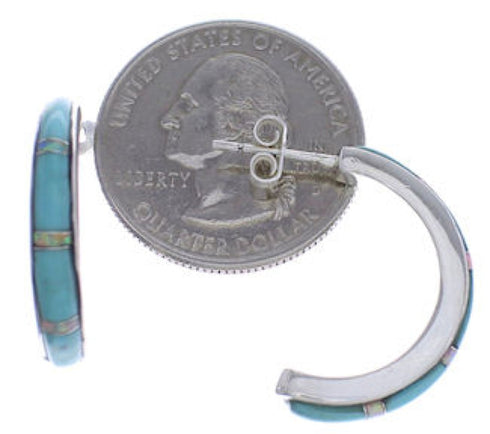 Opal Turquoise Inlay Post Hoop Earrings PX24889