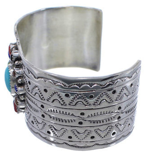 Multicolor Sterling Silver Native American Cuff Bracelet EX24478