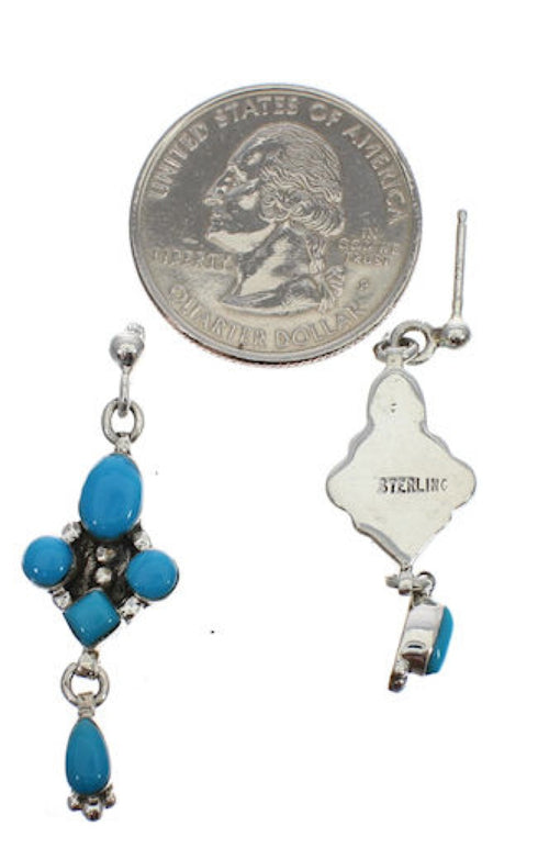 Southwestern Sterling Silver Turquoise Post Dangle Earrings TX26245