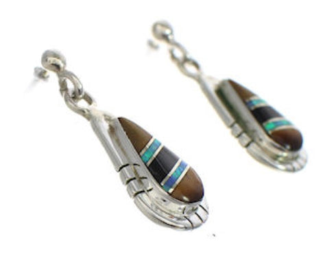 Southwestern Sterling Silver Tiger Eye Multicolor Earrings TX26260