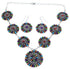 Multicolor Southwest Sterling Silver Link Necklace Set PX37831