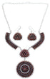 Silver Jewelry Red Oyster Shell Needlepoint Link Necklace Set PX37832