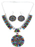 Multicolor Jewelry Sterling Silver Link Necklace Earrings Set PX37876
