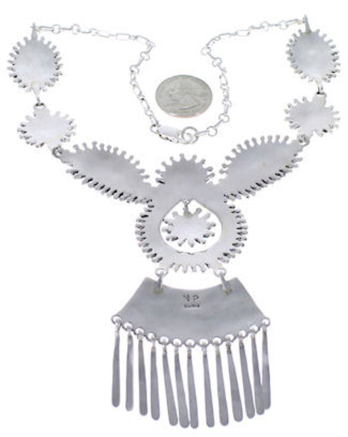 Multicolor Needlepoint Genuine Sterling Silver Link Necklace PX37889