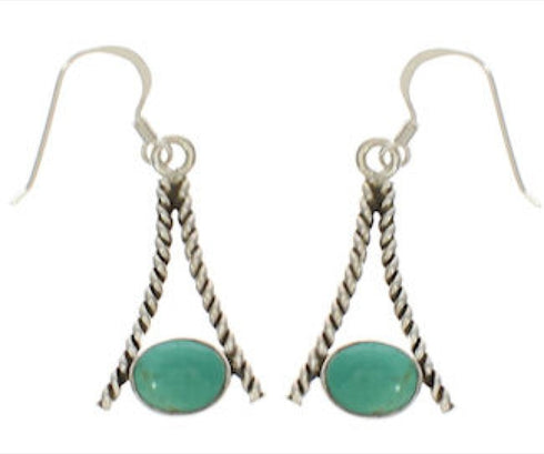 Southwestern Sterling Silver Turquoise Post Dangle Earrings TX26387