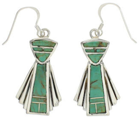 Southwestern Sterling Silver Turquoise Hook Dangle Earrings TX26438