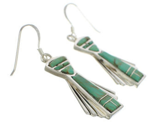 Southwestern Sterling Silver Turquoise Hook Dangle Earrings TX26438