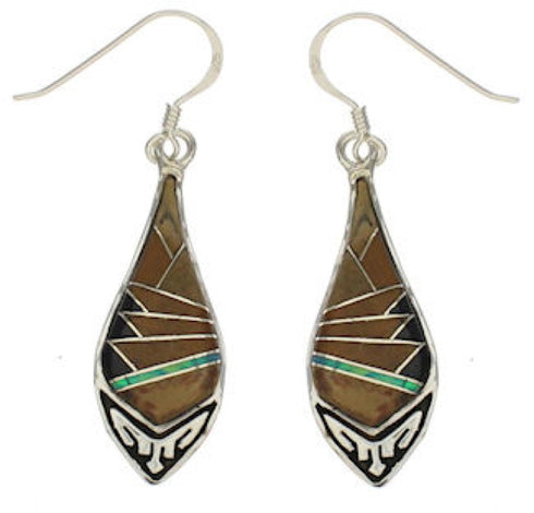Sterling Silver Multicolor Southwestern Hook Dangle Earrings TX26443