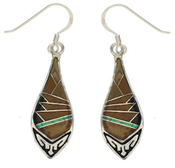 Sterling Silver Multicolor Southwestern Hook Dangle Earrings TX26443