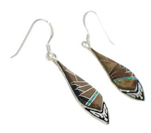 Sterling Silver Multicolor Southwestern Hook Dangle Earrings TX26443
