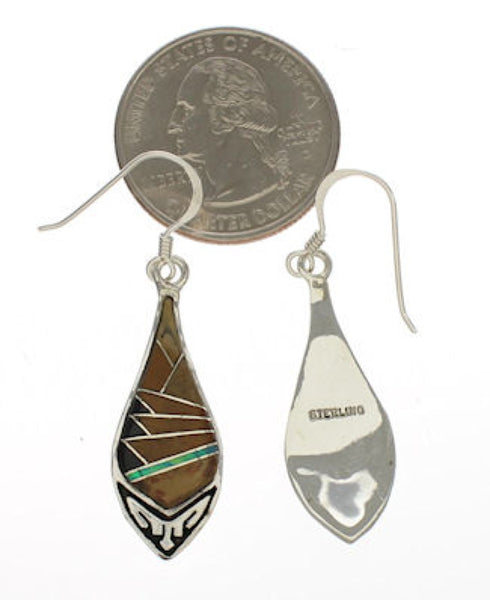 Sterling Silver Multicolor Southwestern Hook Dangle Earrings TX26443