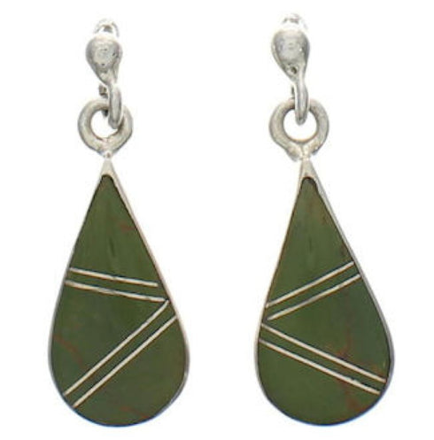 Turquoise Tear Drop Silver Southwestern Post Dangle Earrings TX26507