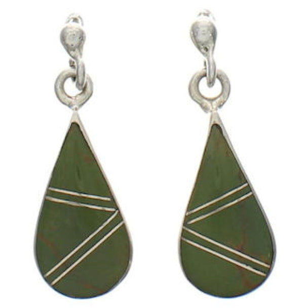Turquoise Tear Drop Silver Southwestern Post Dangle Earrings TX26507