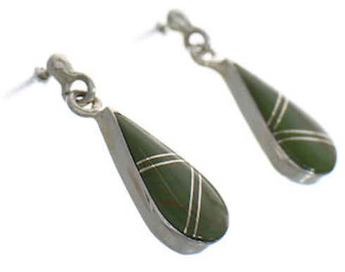 Turquoise Tear Drop Silver Southwestern Post Dangle Earrings TX26507