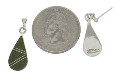 Turquoise Tear Drop Silver Southwestern Post Dangle Earrings TX26507