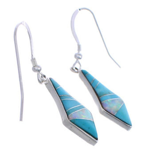 Opal Turquoise Inlay Sterling Silver Southwest Earrings FX31202