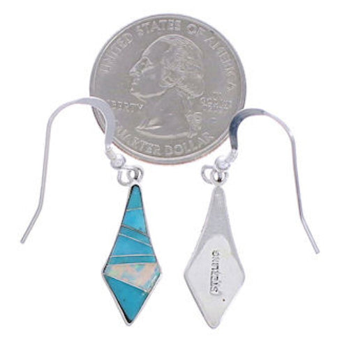 Opal Turquoise Inlay Sterling Silver Southwest Earrings FX31202