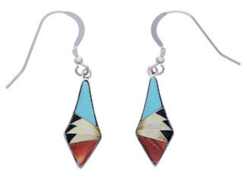 Multicolor Inlay Sterling Silver Southwest Earrings FX31203