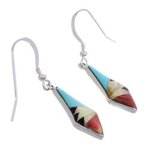 Multicolor Inlay Sterling Silver Southwest Earrings FX31203