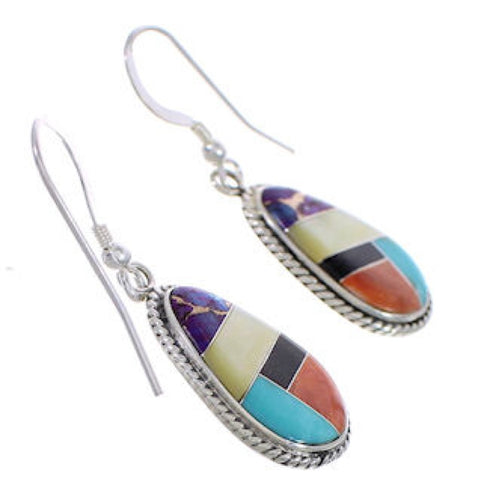 Southwest Multicolor Inlay Sterling Silver Earrings FX31207