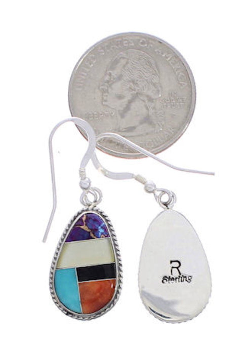 Southwest Multicolor Inlay Sterling Silver Earrings FX31207