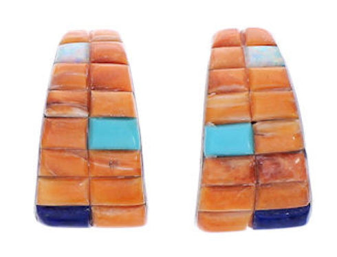 Multicolor Genuine Sterling Silver Post Hoop Earrings FX31240