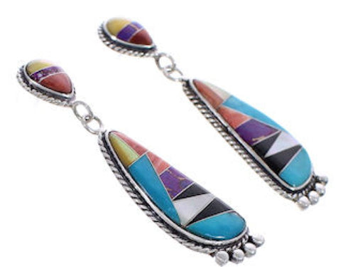Multicolor Silver Southwest Post Dangle Earrings FX31215
