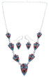 Sterling Silver Multicolor Inlay Link Necklace Earrings Set PX36957