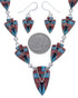 Sterling Silver Multicolor Inlay Link Necklace Earrings Set PX36957