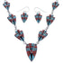 Southwest Silver Jewelry Multicolor Link Necklace And Earrings PX36959