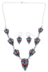 Southwest Silver Jewelry Multicolor Link Necklace And Earrings PX36959