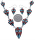 Southwest Silver Jewelry Multicolor Link Necklace And Earrings PX36959