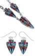 Southwest Silver Jewelry Multicolor Link Necklace And Earrings PX36959