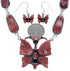 Southwest Butterfly Multicolor Silver Earrings Link Necklace PX37089
