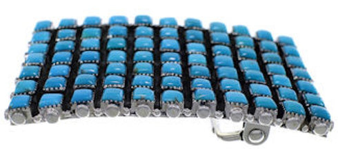 Southwest Genuine Sterling Silver And Turquoise Belt Buckle EX30126