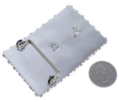 Genuine Sterling Silver Southwestern Turquoise Belt Buckle EX30152