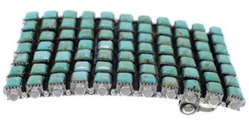 Southwest Genuine Sterling Silver And Turquoise Belt Buckle EX30155