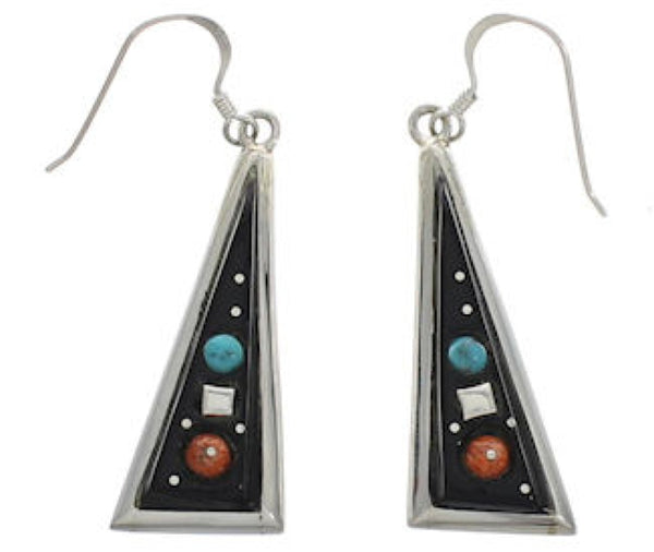 Southwestern Sterling Silver Multicolor Hook Dangle Earrings AX49245