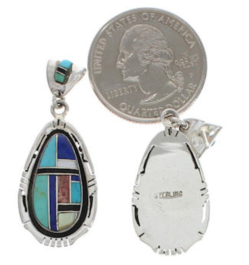 Southwestern Multicolor Sterling Silver Post Dangle Earrings EX24803