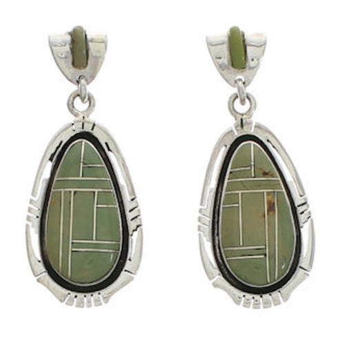 Sterling Silver Turquoise Inlay Jewelry Post Dangle Earrings EX24813