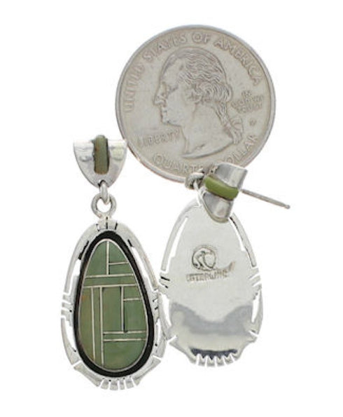 Sterling Silver Turquoise Inlay Jewelry Post Dangle Earrings EX24813
