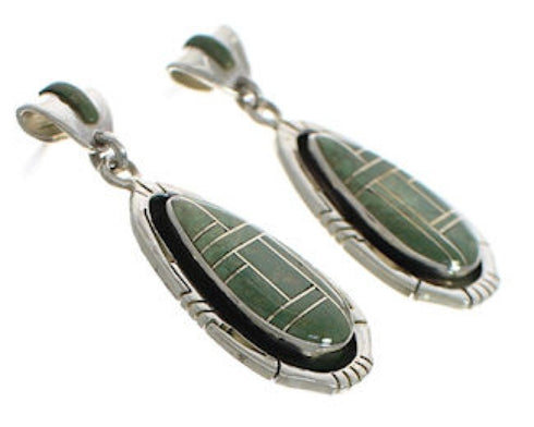 Sterling Silver Turquoise Inlay Southwest Post Dangle Earrings EX24814